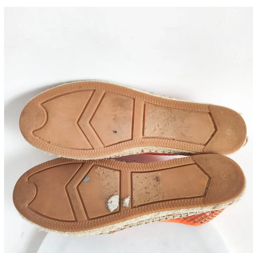 Rebecca‎ Minkoff Flats Size 8 Espadrille Mesh Orange Slip On Summer Beach Boho